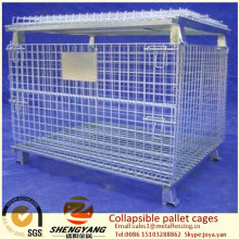 Vente chaude extérieure appliquée exposition chargement cages 1200x1000x890mm fil d&#39;acier cages conteneurs entrepôt pliable palette cages